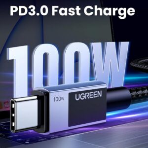 Cable UGREEN USB-C a USB-C 100W Carga Rápida PD 1m Gris - Image 3