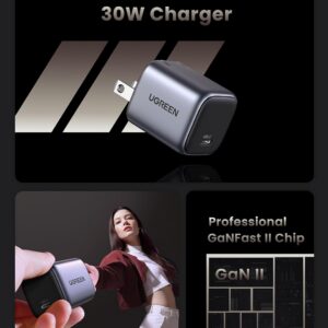 Cargador UGREEN Nexode 45W USB-C Carga Rápida GaN Gris - Image 3